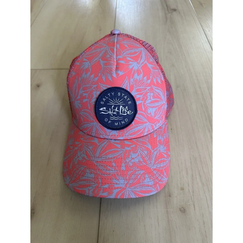 Salt Life Pink Tropical Print  Adjustable Snap Back Hat